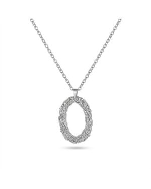 The Colourful Aura Oval Wire-Wrapped Pendant Necklace, Metal Alloy Minimalistic 16 - Metallic