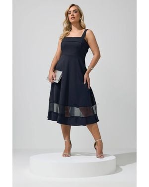 Yours Mesh Insert Midi Dress - Blue