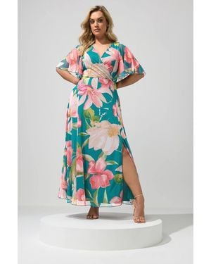 Yours Floral Print Maxi Wrap Dress - White