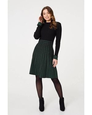 Izabel London Printed Colour Block Knit Dress - Black
