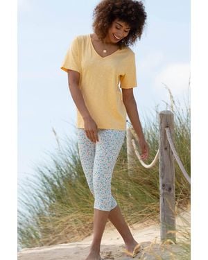 Kite Holt Cropped Jersey Leggings Meadow Ditsy Soft - Multicolour