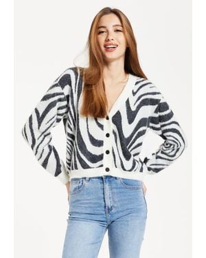 Liquorish Fluffy & Cardigan - White