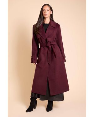 Dorothy Perkins Wrap Double Breasted Belted Wool Look Coat - Red