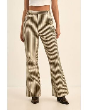 Nasty Gal Tailored Pinstripe Straight Leg Cotton Twill Trouser - Natural