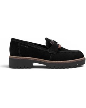 Infinity Leather Tamaris Suede Leather Loafer Casual Shoes - Black