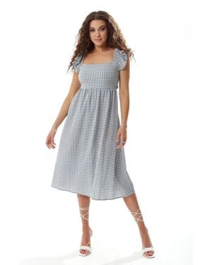 Liquorish Cut Out Back Midi Dress - Blue
