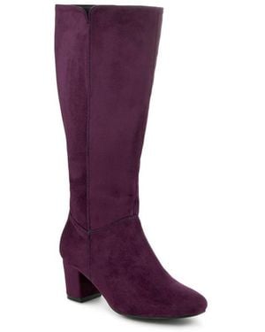 Pavers Smart Block Heel Long Boots W/ Inside Zip - Purple