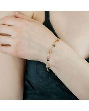 The Colourful Aura Multi Colour Dangle Dainty Beaded Mama Boho Charm Pride Bracelet - Blue