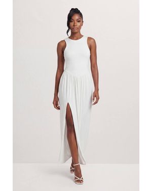 MissPap Double Layer Dropped Waist Maxi Dress - White