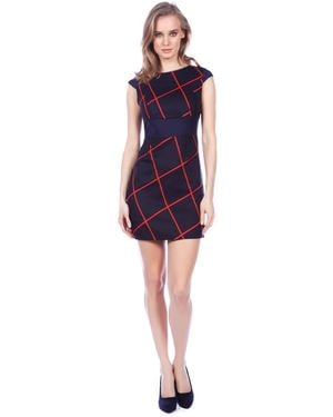 Cutie London Sleek Plaid Cap Sleeve Mini Dress - Purple