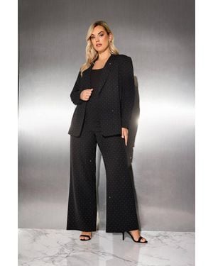 Yours Stud Straight Leg Trousers - Black