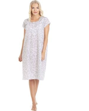 CAMILLE Classic Floral Print Short Sleeve Nightdress - White