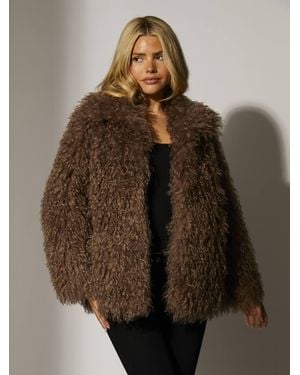 South Beach Mongolian Faux Fur Jacket - Brown