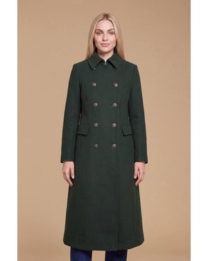 Dorothy Perkins Military Style Collar Detail Full Length Coat - Green