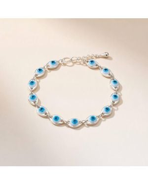 The Colourful Aura Minimalist Adjustable Evil Eye Charm Beaded Protection Dainty Bracelet - Blue