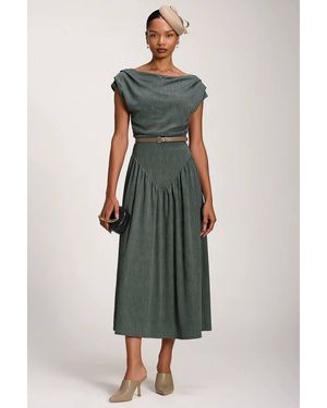 Jolie Moi Asymmetric Neckline Midaxi Dress - Green
