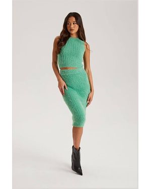 Urban Bliss Fluffy Tube Midi Skirt - Blue