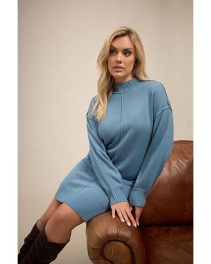 Yours Slouch Jumper Dress - Blue