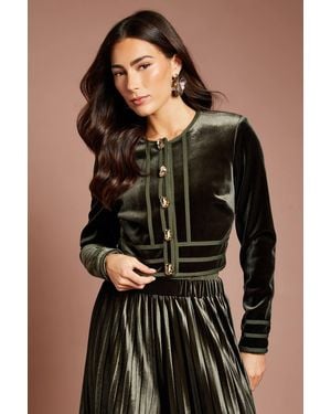Coast Muse Cropped Velvet Jacket - Black