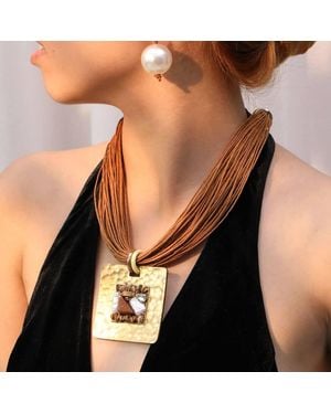 Peach Accessories Multi-Strand Cord Pendant Necklaces - Black