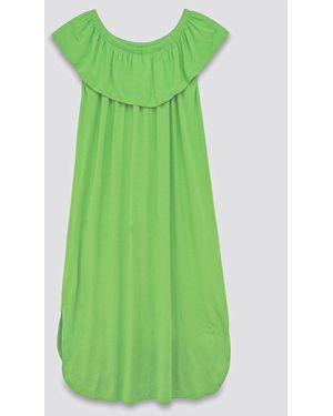 Enorsia Shoulder Ruffle Jersey Nightdress - Green