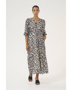 Kaffe Kasepia V-Neck 3/4 Sleeve Maxi Dress - White