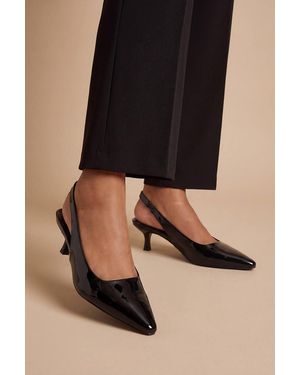 Dorothy Perkins Trixie Faux Patent Leather Slingback Kitten Heel Court Shoes - Brown