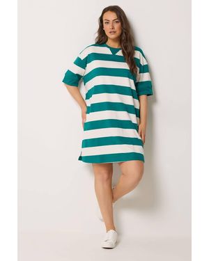 Yours Stripe T-Shirt Dress - Blue