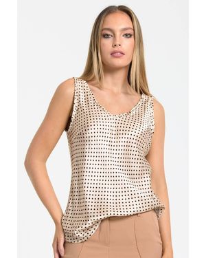 Liquorish Polka Dot Satin Tank Top - White