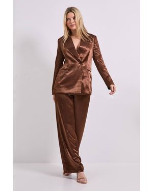 Dorothy Perkins Satin Wide Leg Trouser - Brown