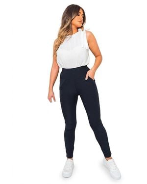 IKRUSH Selene Wide Waistband Trouser W/ Front Pockets - Blue