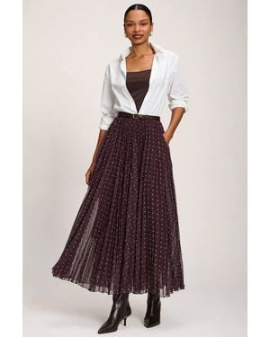 Jolie Moi Spotty Crinkle Mesh Maxi Skirt - Purple