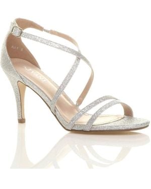 AJVANI High Heel Crossed Straps Buckle Sandals - White