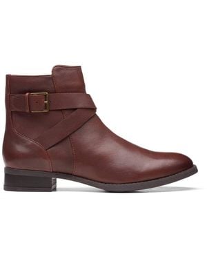 Clarks Hamble Buckle British Tan Leather Ankle Boots - Brown