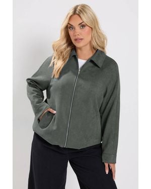Yours Faux Suede Bomber Jacket - Grey