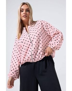 Yours Polka Dot Bomber Jacket - Red