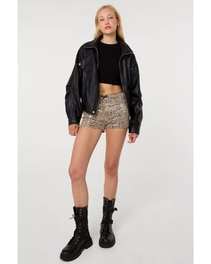 Pink Vanilla Sequin Leopard Hotpants - Black