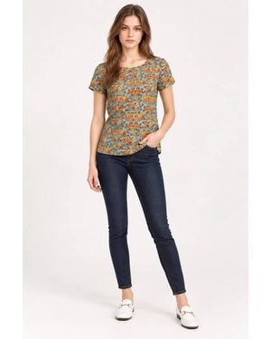 Cutie London Animal Print Short Sleeve Top - Blue