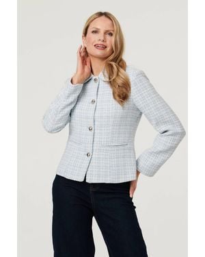 Izabel London Textured Button Detail Fitted Jacket - White