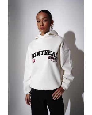 South Beach Montreal Badge Trim Hoodie - Grey