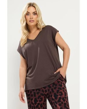 Yours V-Neck Basic T-Shirt - Purple