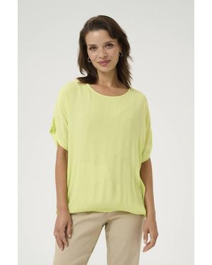 Kaffe Round Neck Short Sleeve Blouse - Yellow