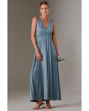 Jolie Moi Ella Wrap Bodice Jersey Maxi Dress - Blue