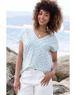 Kite Coombe Jersey T-Shirt Meadow Ditsy Soft - White
