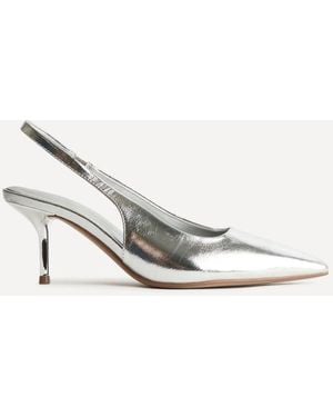 Linzi Highlight Faux Leather Slingback Court Heels - White