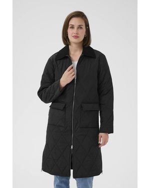 Kaffe Kaanneli Zip Fastening Long Jacket - Black
