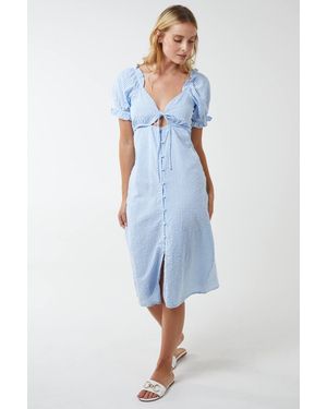 Blue Vanilla Milkmaid Cut Out Midi Dress - Blue
