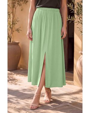 Enorsia Flowing Viscose Maxi Skirt - Green