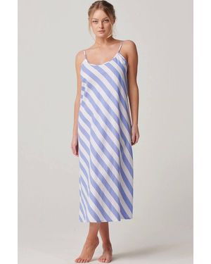 British Boxers "Boat" Stripe Crisp Cotton Strappy Nightdress - Blue