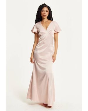Liquorish Short Sleeve Light Maxi Dress - Natural